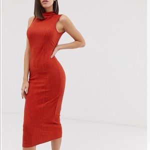 ASOS Midi Rib Dress with High-neck